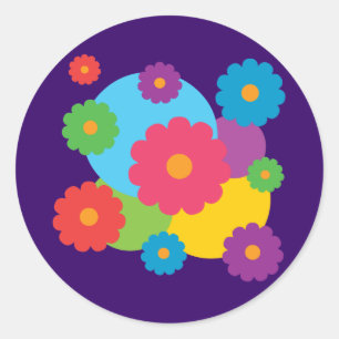 Colorful Flowers Ronde Sticker