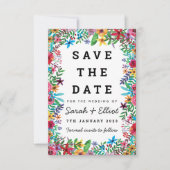Colorful Flowers Save the Date Card (Voorkant)