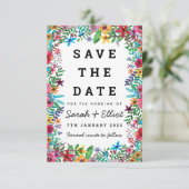 Colorful Flowers Save the Date Card (Staand voorkant)
