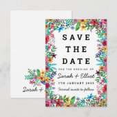 Colorful Flowers Save the Date Card (Voorkant / Achterkant)