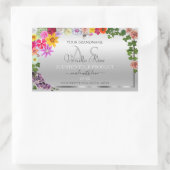 Colorful Flowers Silver Monogramed Product Labels (Tas)