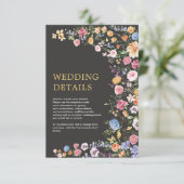 Colorful Flowers Spring Wildflower WeddenDetails Informatiekaartje (Staand voorkant)