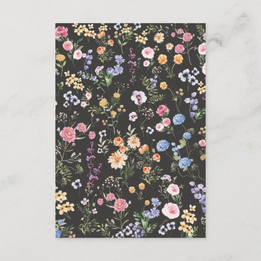 Colorful Flowers Spring Wildflower WeddenDetails Informatiekaartje (Achterkant)