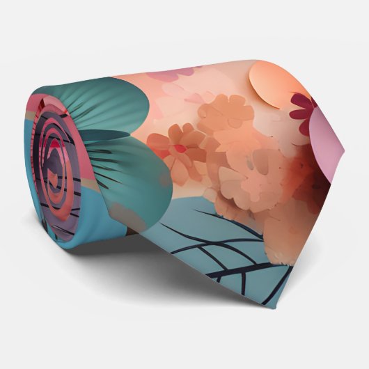 Colorful Flowers Stropdas (Opgerold)