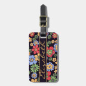 Colorful Flowers voegt Naam en Aantal toe Bagagelabel (Voorkant verticaal)