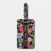 Colorful Flowers voegt Naam en Aantal toe Bagagelabel (Achterkant verticaal)