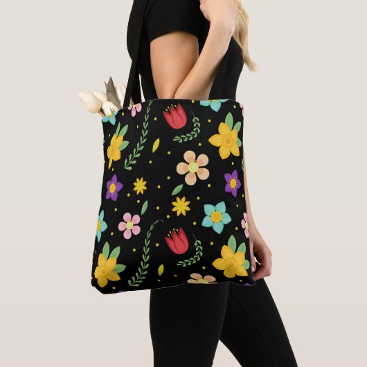 Colorful Flowers Waterverf Cute Tote Bag (Dichtbij)