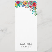 Colorful Flowers Weddenschap Flat Menu (Achterkant)