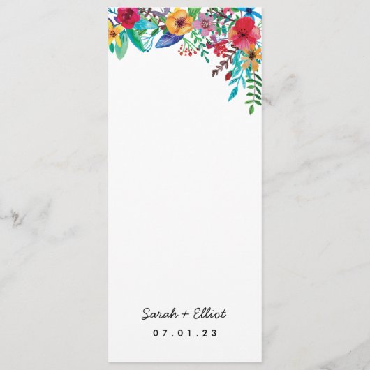 Colorful Flowers Weddenschap Flat Menu (Achterkant)