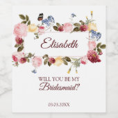 Colorful Flowers Wijn Etiket (Enkel label)