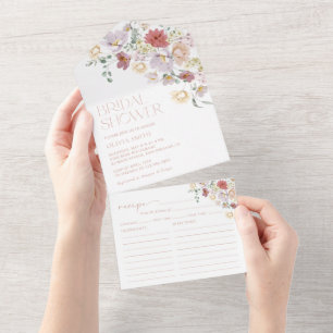 Colorful Flowers, Wildbloemen, Boho, Vrijgezellenf All In One Uitnodiging