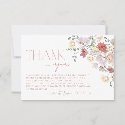 Colorful Flowers, Wildbloemen, Boho, Vrijgezellenf Bedankkaart (Voorkant)