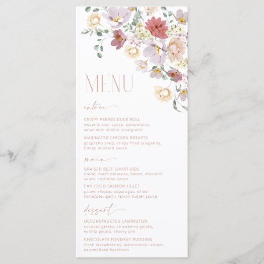 Colorful Flowers, Wildbloemen, Boho, Vrijgezellenf Menu (Voorkant)