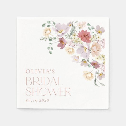 Colorful Flowers, Wildbloemen, Boho, Vrijgezellenf Servet (Voorkant)