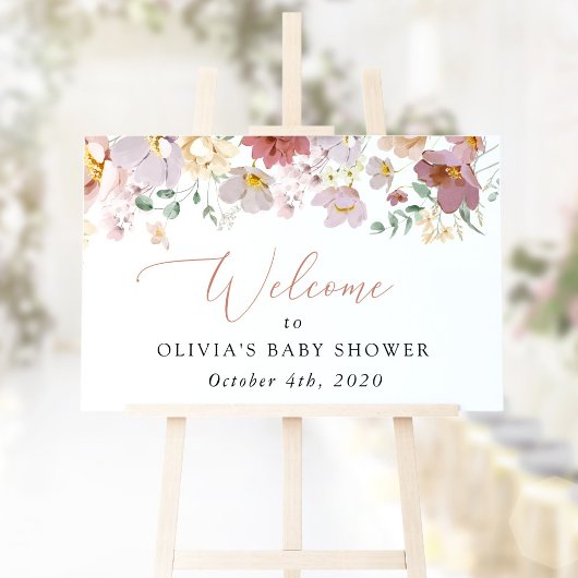 Colorful Flowers, Wildflowers, Baby Shower Welcome Poster
