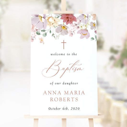 Colorful Flowers, Wildflowers, Baptism Welcome Poster
