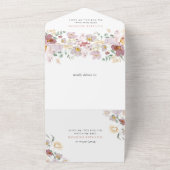 Colorful Flowers, Wildflowers, Boho, Baptism All In One Uitnodiging (Buitenkant)