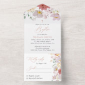 Colorful Flowers, Wildflowers, Boho, Baptism All In One Uitnodiging (Binnen)