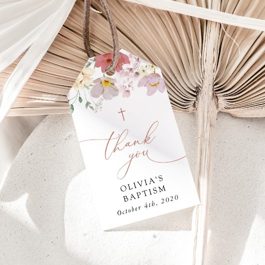 Colorful Flowers, Wildflowers, Boho, Baptism Cadeaulabel