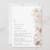 Colorful Flowers, Wildflowers, Boho, Baptism Kaart (Voorkant)