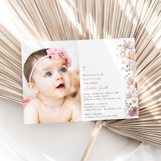 Colorful Flowers, Wildflowers, Boho, Baptism Kaart