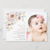 Colorful Flowers, Wildflowers, Boho, Baptism Kaart (Voorkant)