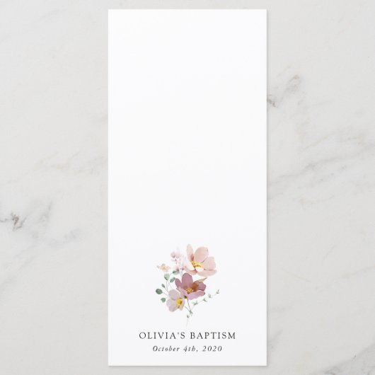 Colorful Flowers, Wildflowers, Boho, Baptism Menu (Achterkant)