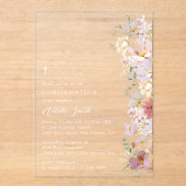 Colorful Flowers, Wildflowers, Boho, Confirmation Acryl Uitnodigingen (Voorkant)