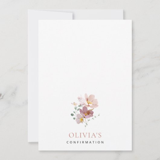 Colorful Flowers, Wildflowers, Boho, Confirmation Kaart (Achterkant)