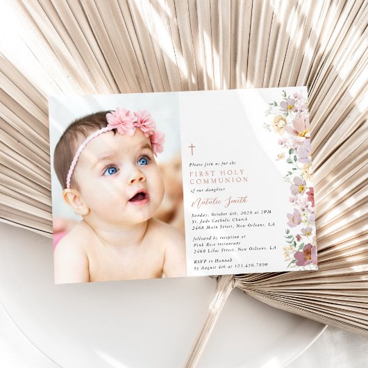 Colorful Flowers, Wildflowers, First Communion Kaart