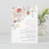 Colorful Flowers, Wildflowers, First Communion Kaart (Staand voorkant)