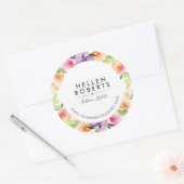 Colorful Flowers Wreath Ronde Sticker (Envelop)