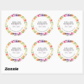 Colorful Flowers Wreath Ronde Sticker (Vel)