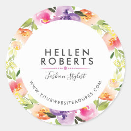 Colorful Flowers Wreath Ronde Sticker