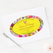 Colorful Flowers Yellow Product Labels with Hearts (Envelop)