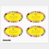 Colorful Flowers Yellow Product Labels with Hearts (Vel)