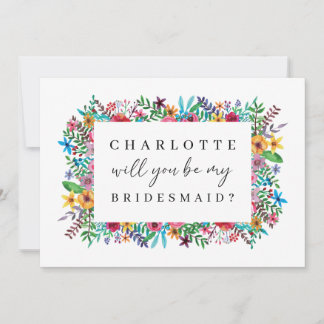 Colorful Flowers zal je mijn Bridesmaid Card zijn Kaart