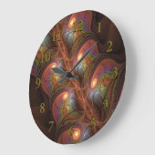 Colorful Fluorescent Abstract Modern Brown Fractal Grote Klok (Hoek)