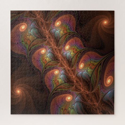 Colorful Fluorescent Abstract Modern Brown Fractal Legpuzzel (Verticaal)