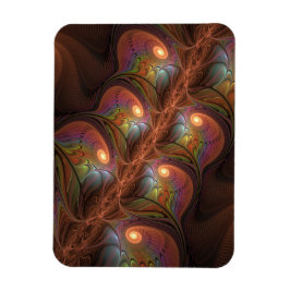 Colorful Fluorescent Abstract Modern Brown Fractal Magneet
