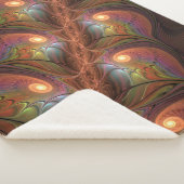 Colorful Fluorescent Abstract Trippy Brown Fractal Sherpa Deken (3/4)