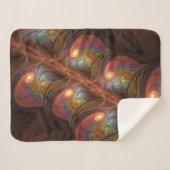 Colorful Fluorescent Abstract Trippy Brown Fractal Sherpa Deken (Voorkant (horizontaal))