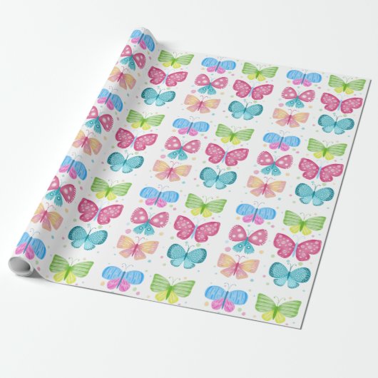 Colorful Flutter Friends Cadeaupapier (Uitgerold)