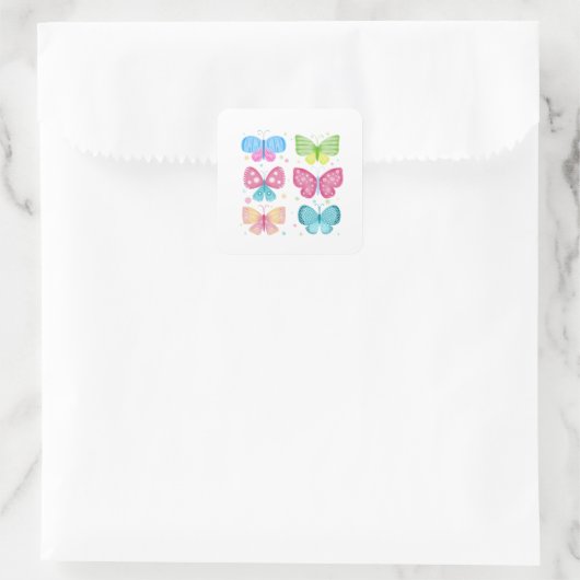 Colorful Flutter Friends Vierkante Sticker (Tas)