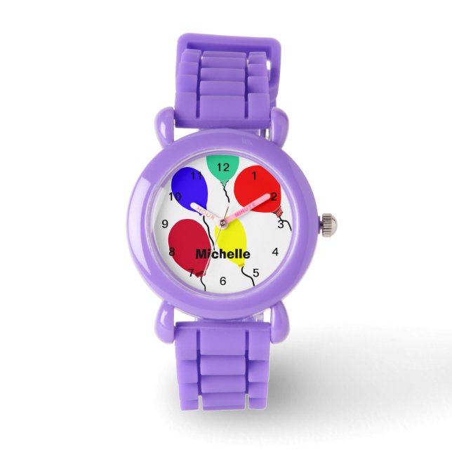 Colorful Flying Balloons PERSONALIZE Name Horloge (Voorkant)