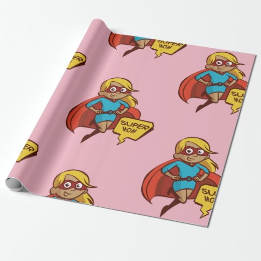 Colorful Flying Super Mam Cadeaupapier (Uitgerold)