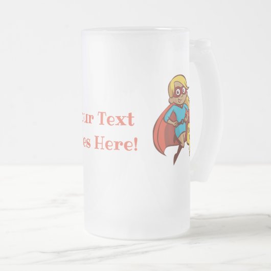 Colorful Flying Super Mam met Jouw tekst Matglas Bierpul (Voorkant rechts)