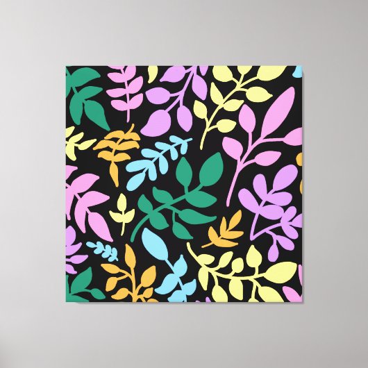 Colorful foliage in black background canvas afdruk (Voorkant)