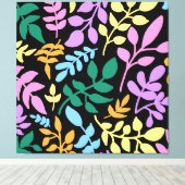 Colorful foliage in black background canvas afdruk (Insitu (Houten vloer))