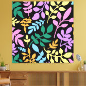 Colorful foliage in black background canvas afdruk (Insitu (Woonkamer))